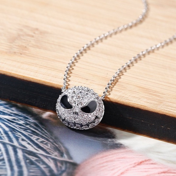 The Nightmare Before Christmas Jack Skeleton Sterling Silver Sapphire Necklace - Picture 3 of 12